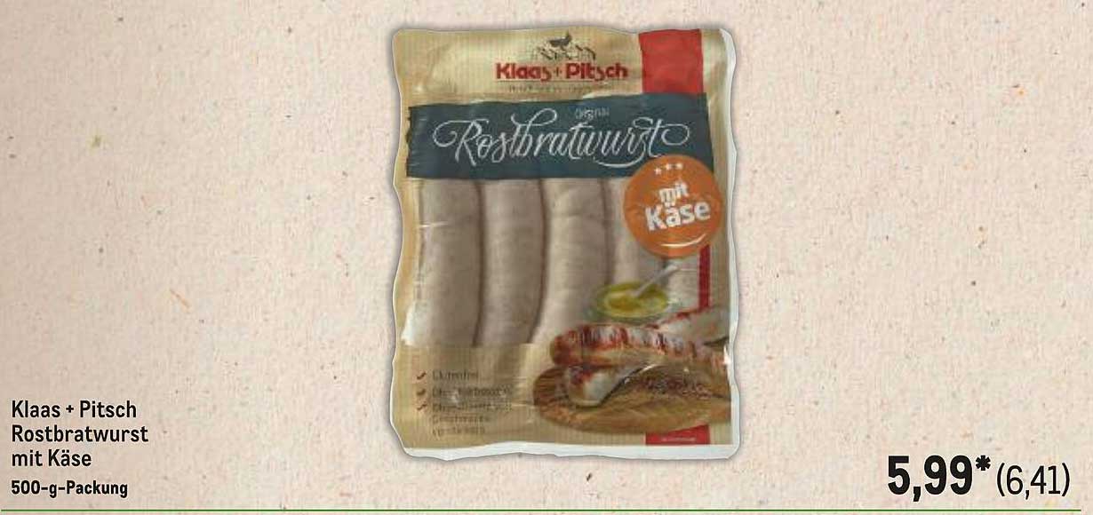 Klaas + Pitsch Rostbratwurst mit Käse 500-g-Packung