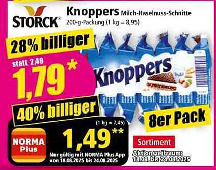 Knoppers Milch-Hasselnuss-Schnitte 200 g-Packung (8er Pack)