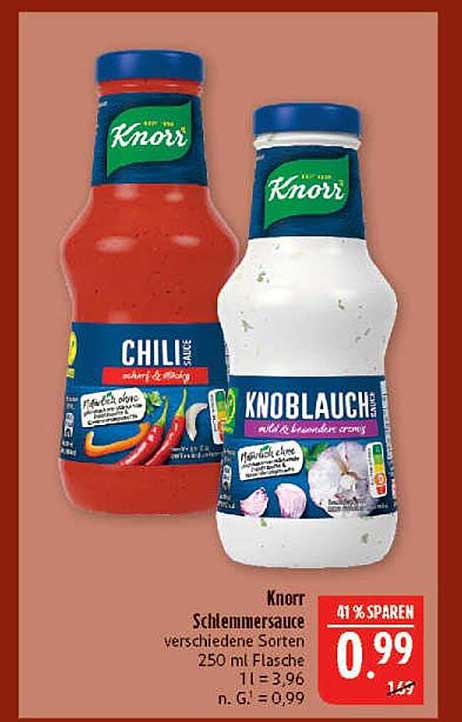 Knorr Schlemmersoße - Chili & Knoblauch 250 ml Flasche