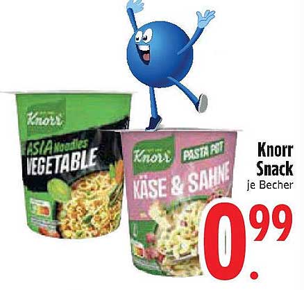 Knorr Snack - Asia Noodles Vegetable & Pasta Pot Käse & Sahne je Becher