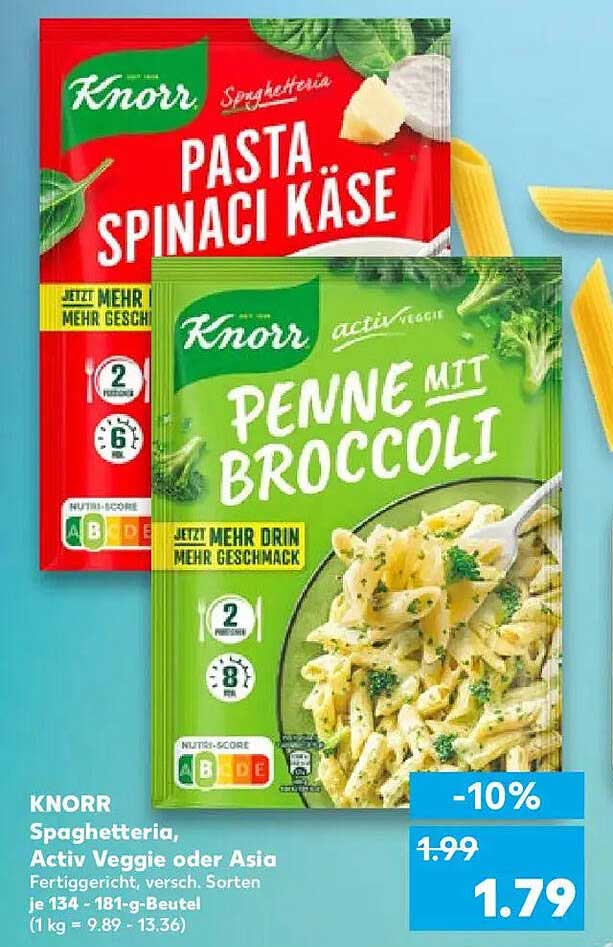KNORR Spaghetteria, Activ Veggie oder Asia Fertiggericht, verschiedene Sorten