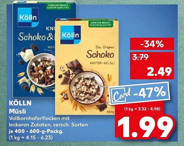 Kölln Müsli Schoko und Knusper – Vollkornhaferflocken mit leckeren Zutaten