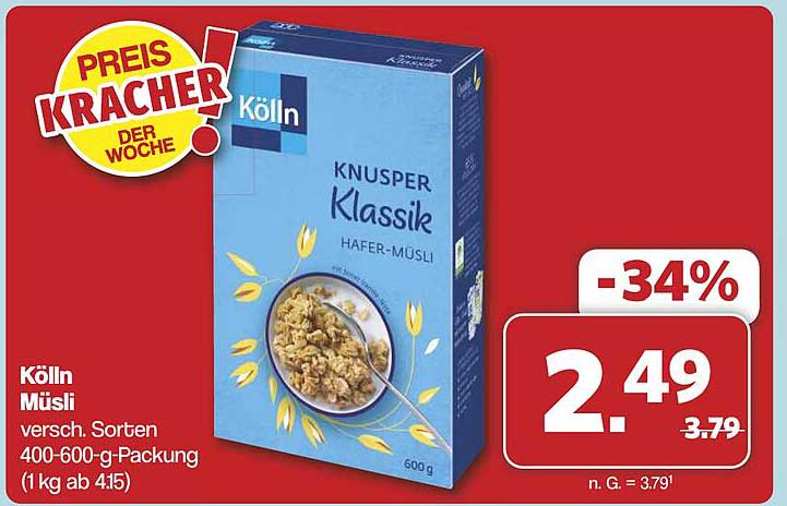 Kölln Müslis Knusper Klassik - Hafer-Müsli 600 g
