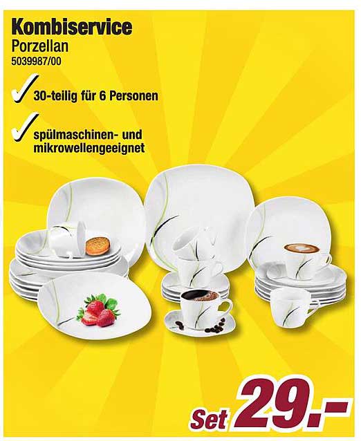 Kombiservice Porzellan 30-teilig für 6 Personen