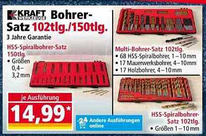 KRAFT Bohrer-Satz 102tlg./150tlg.