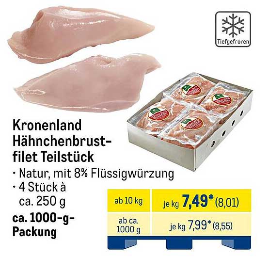 Kronenland Hähnchenbrustfilet Teilstück - Tiefgefroren