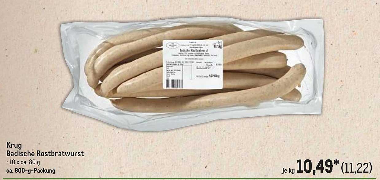 Krug Badische Rostbratwurst - 10 x ca. 80 g