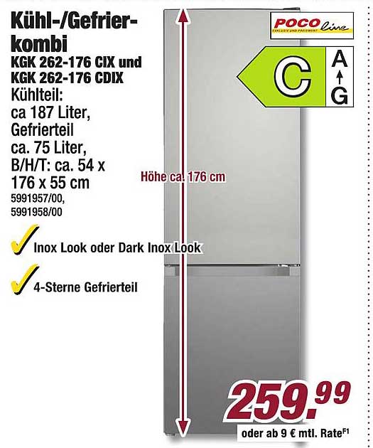 Kühl-/Gefrierkombination KGK 262-176 CIX und KGK 262-176 CDIX
