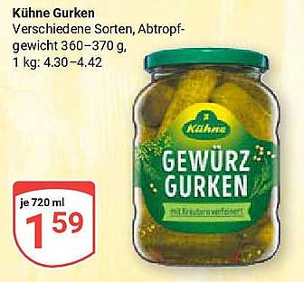 Kühne Gurken - Gewürzgurken in verschiedenen Sorten, Abtropfgewicht 360-370 g