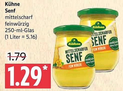 Kühne Senf mittelscharf feinwürzig 250-ml-Glas