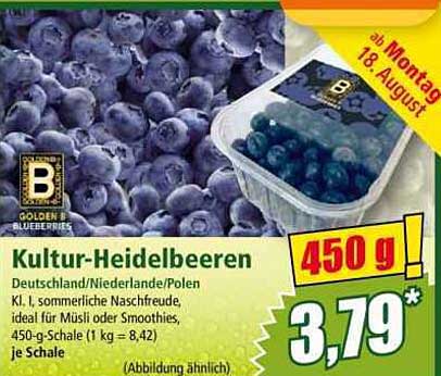 Kultur-Heidelbeeren 450 g für 3,79 €