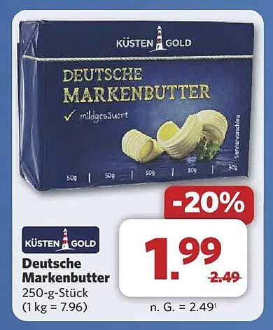 Küsten Gold Deutsche Markenbutter 250-g-Stück