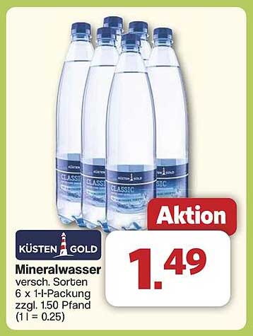 Küsten Gold Mineralwasser 6 x 1 l - Aktion