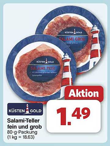 KÜSTEN GOLD Salami-Teller fein und grob 80-g-Packung