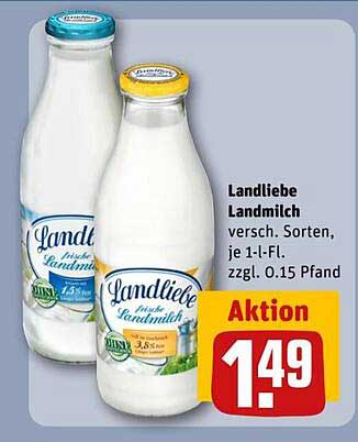 Landliebe Landmilch, verschiedene Sorten, je 1-l-Fl.