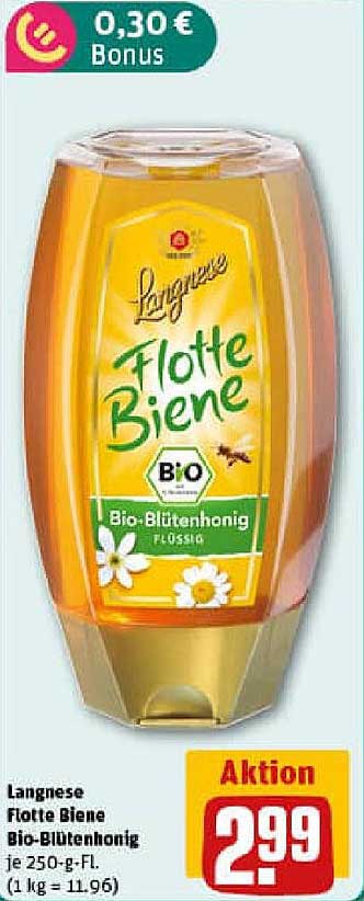 Langnese Flotte Biene Bio-Blütenhonig 250-g-Flasche
