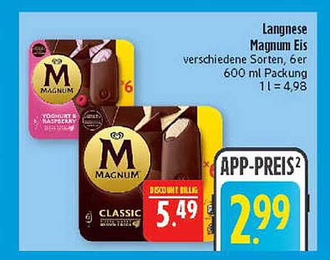 Langnese Magnum Eis verschiedene Sorten, 6er, 600 ml Packung