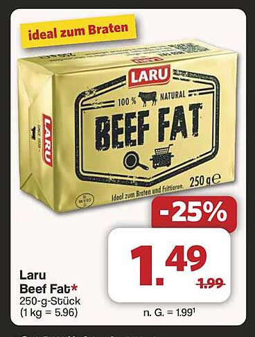 Laru Beef Fat 250 g – Ideales Fett zum Braten