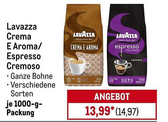Lavazza Crema E Aroma/ Espresso Cremoso je 1000-g-Packung