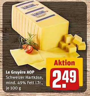 Le Gruyère AOP Schweizer Hartkäse, mind. 49% Fett i.Tr., je 100 g