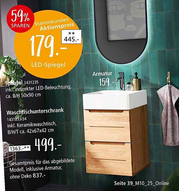 LED-Spiegel mit indirekter LED-Beleuchtung für 179,- €