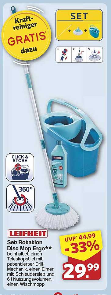 Leifheit Set Rotations Disc Mop Ergo – Jetzt zum Sonderpreis!