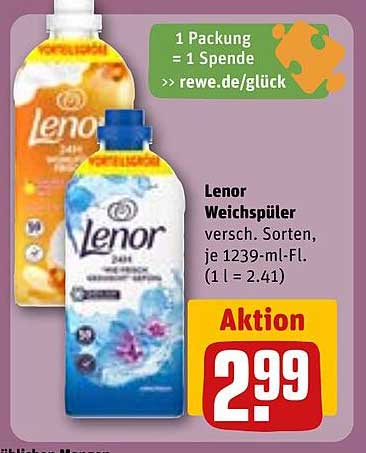 Lenor Weichspüler verschiedene Sorten, je 1239-ml-Fl.