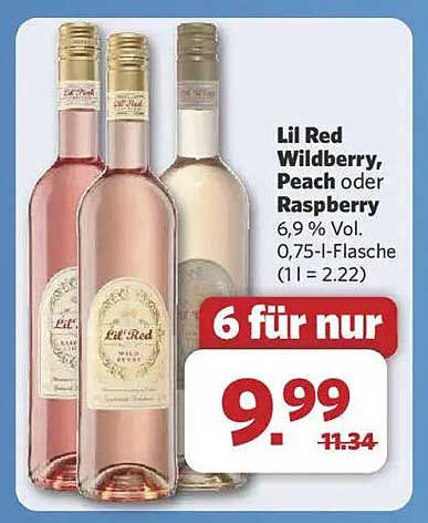 Lil Red Wildberry, Peach oder Raspberry - 6 für nur 9,99 €