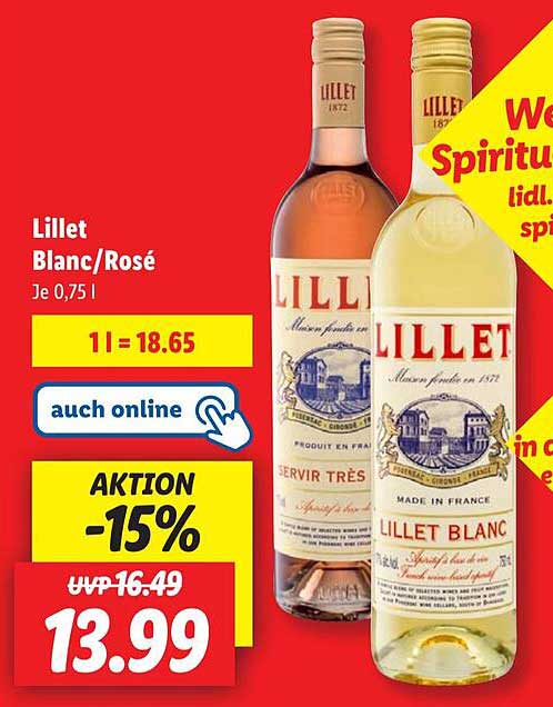 Lillet Blanc/Rosé 0,75 l für nur 13,99 € - Aktion 15% gespart!