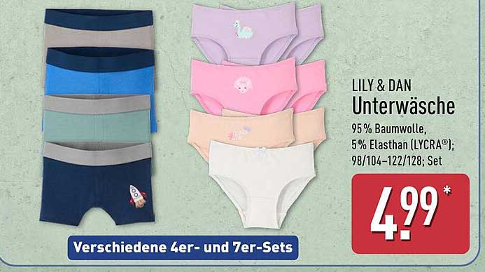 LILY & DAN Unterwäsche - Verschiedene 4er- und 7er-Sets