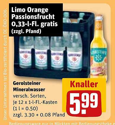 Limo Orange Passionsfrucht 0,33-l-Fl. gratis (zzgl. Pfand)