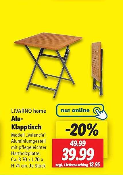 LIVARNO home Alu-Klapptisch Modell „Valencia“