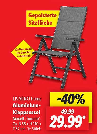 LIVARNO home Aluminium-Klappsesel Modell 'Toronto'