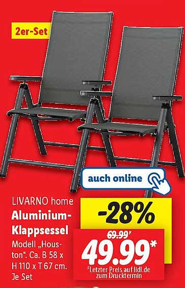 LIVARNO home Aluminium-Klappsessel 2er-Set - Modell 'Houston'