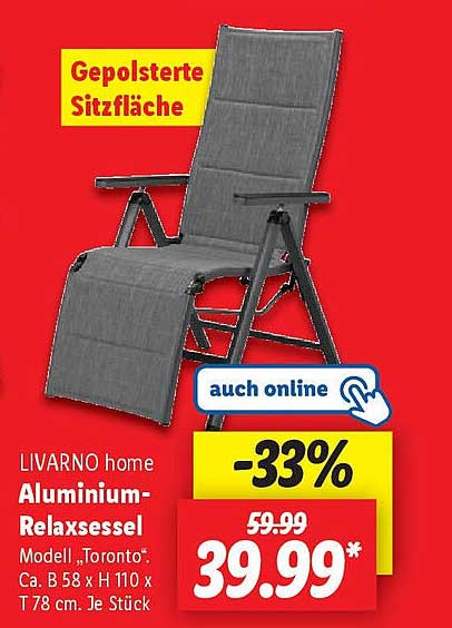 LIVARNO home Aluminium-Relaxsessel Modell 'Toronto'