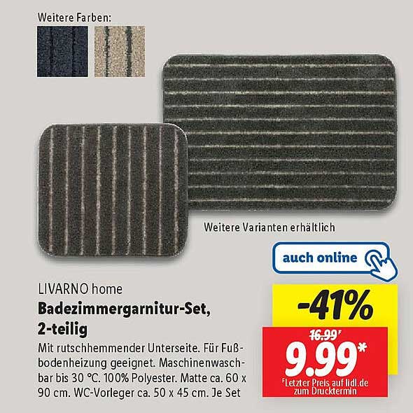 LIVARNO home Badezimmergarnitur-Set, 2-teilig