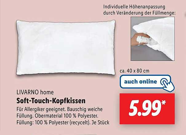 LIVARNO home Soft-Touch-Kopfkissen