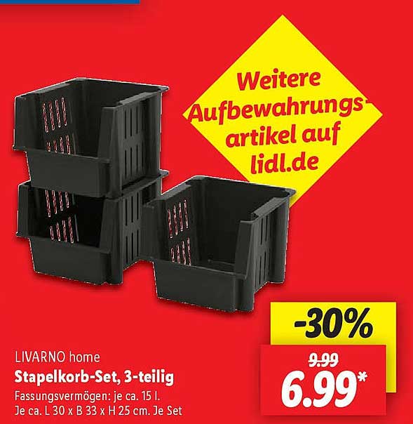 LIVARNO home Stapelkorb-Set, 3-teilig