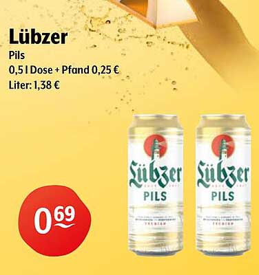 Lübzer Pils 0,5 l Dose + Pfand 0,25 €