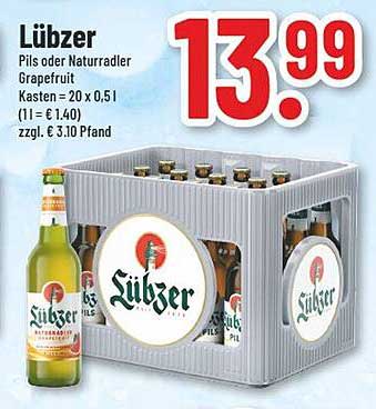 Lübzer Pils oder Naturradler Grapefruit - Kasten 20 x 0,51l