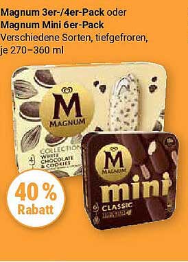 Magnum 3er-/4er-Pack oder Magnum Mini 6er-Pack - 40% Rabatt