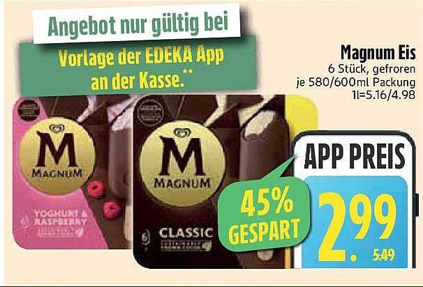 Magnum Eis – 6 Stück, gefroren