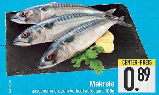 Makrele zum Verkauf aufgetaut, 100g