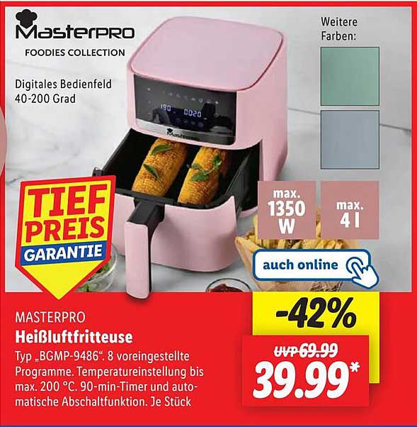 MASTERPRO Heißluftfritteuse - jetzt zum Tiefpreis!