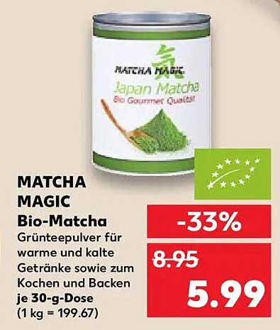 MATCHA MAGIC Bio-Matcha Grümpulver für warme und kalte Getränke sowie zum Kochen und Backen
