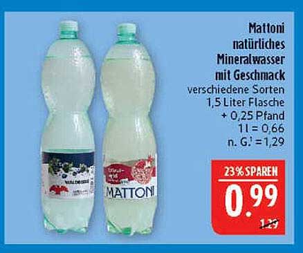 Mattoni natürliches Mineralwasser mit Geschmack 1,5 Liter Flasche