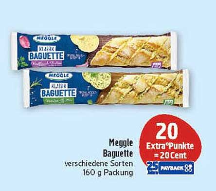 Meggle Baguette, verschiedene Sorten, 160 g Packung