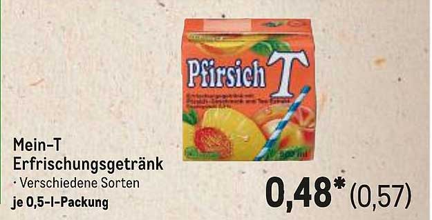 Mein-T Erfrischungsgetränk - Pfirsich - 0,5 l-Packung