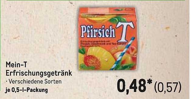 Mein-T Erfrischungsgetränk - Pfirsichgeschmack, 0,5 l-Packung