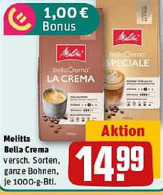 Melitta Bella Crema - Verschiedene Sorten, ganze Bohnen, je 1000-g-Btl.